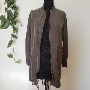 Army Green Collared Trench Coat